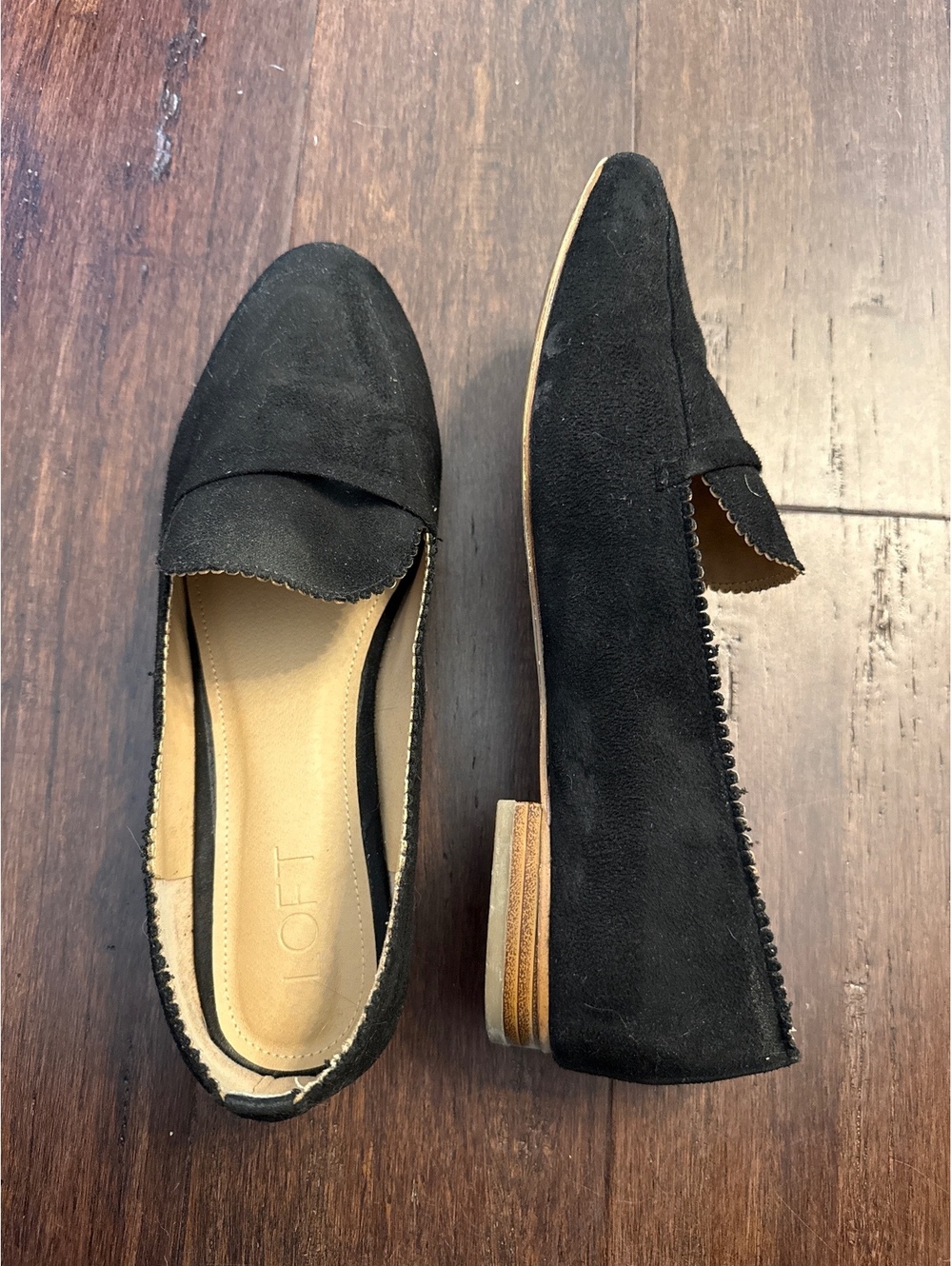 Size 9 Loft Black Suede Pointed Loafers